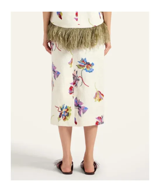 Floral-Print Straight Skirt