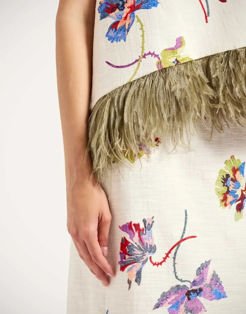 Floral-Print Straight Skirt