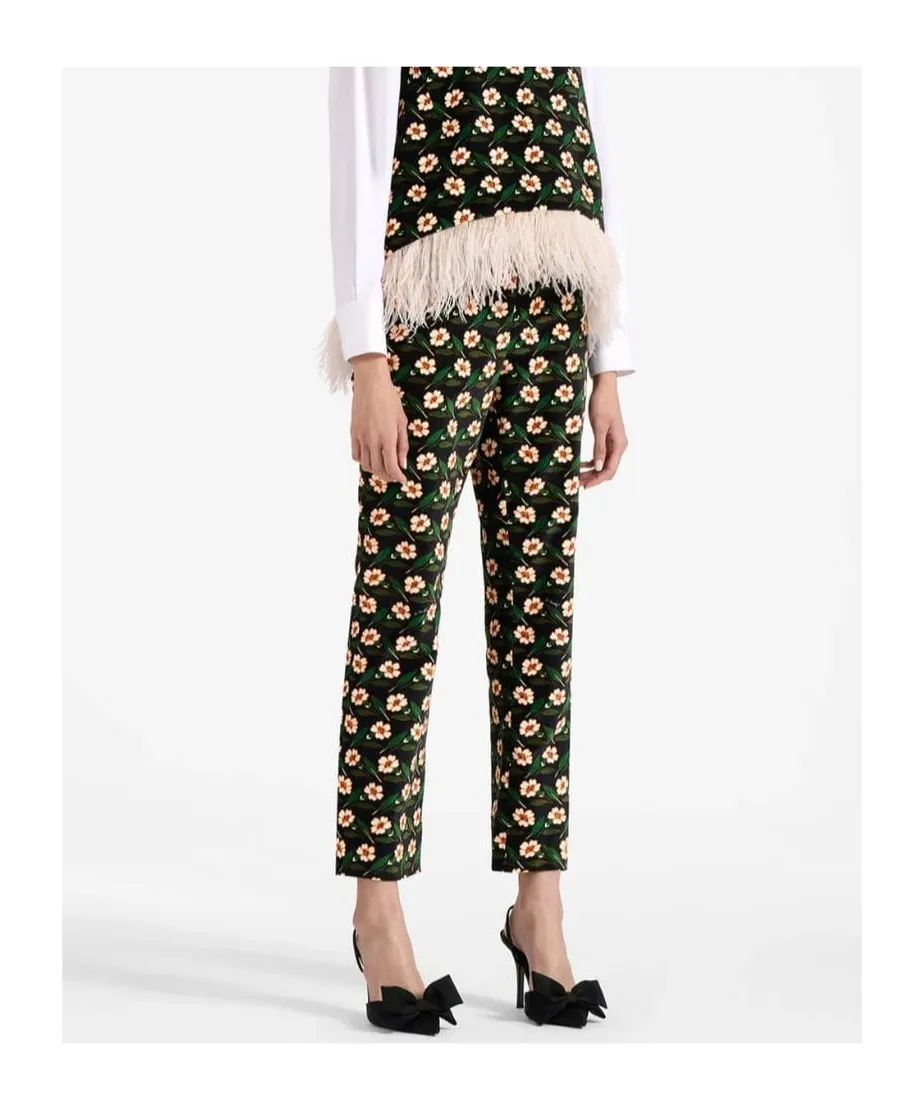 Floral-Print Cropped Trousers