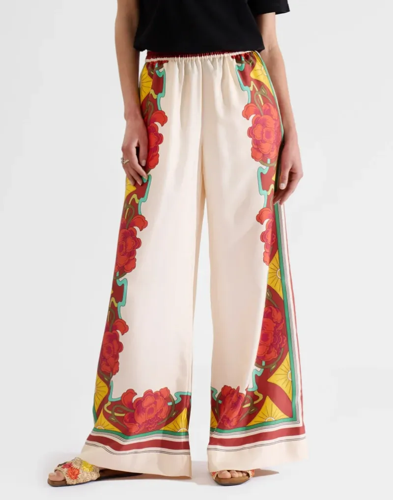 Floral-Print Palazzo Trousers