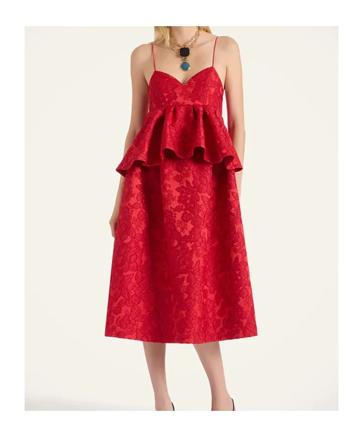 Satine Floral Peplum Midi Dress