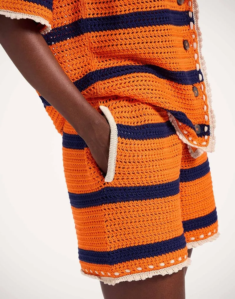 Striped Crochet Shorts