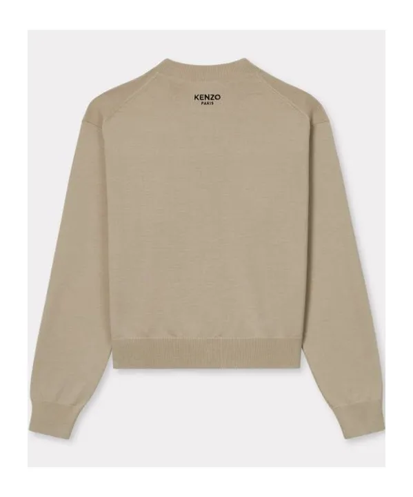 Embroidered Crewneck Cardigan In Merino Wool