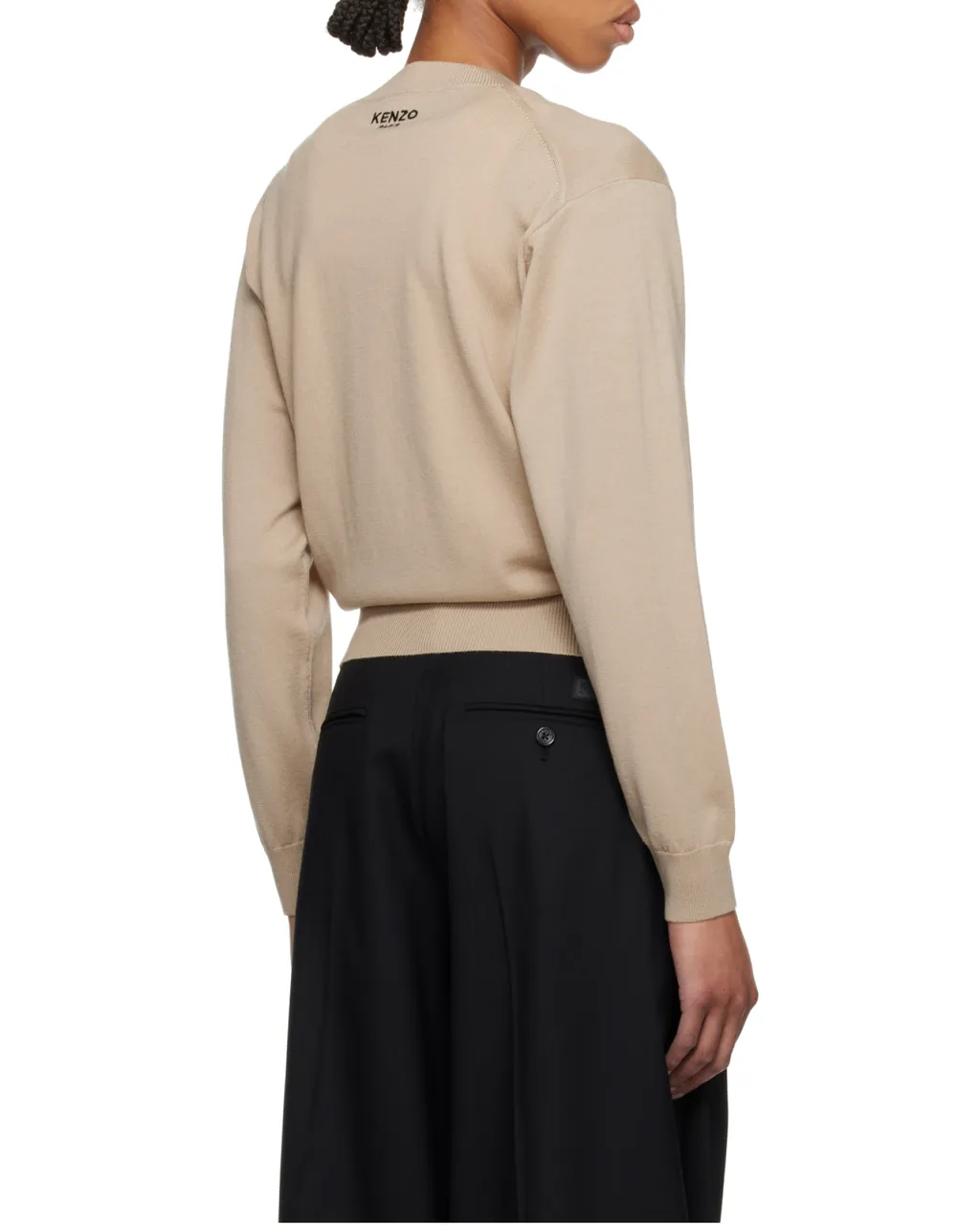 Embroidered Crewneck Cardigan In Merino Wool