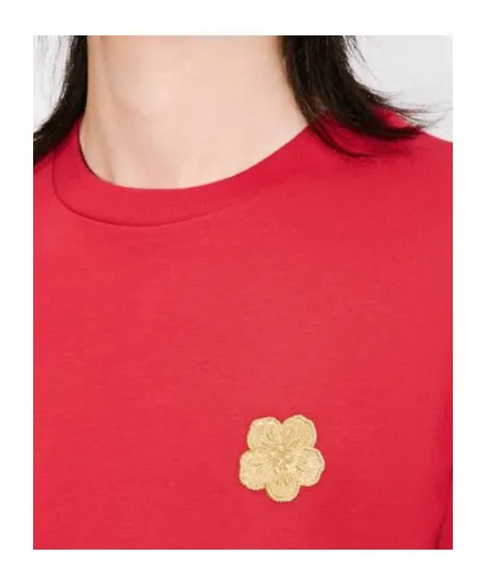 Boke Flower Embroidered Slim T-Shirt
