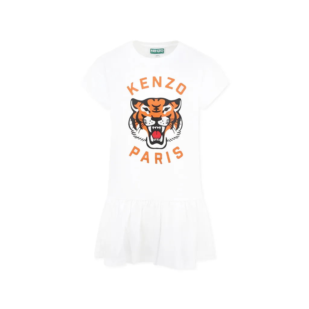 Tiger Printed Ruffle Hem Dress