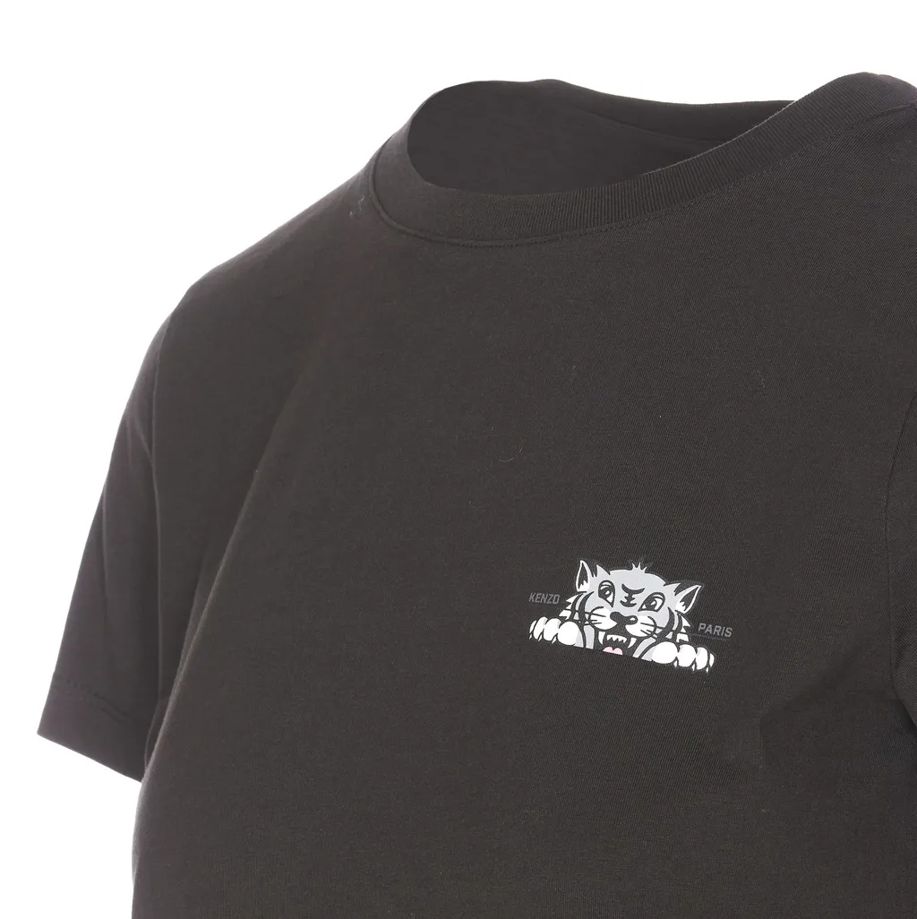 Happy Tiger Printed Crewneck T-Shirt