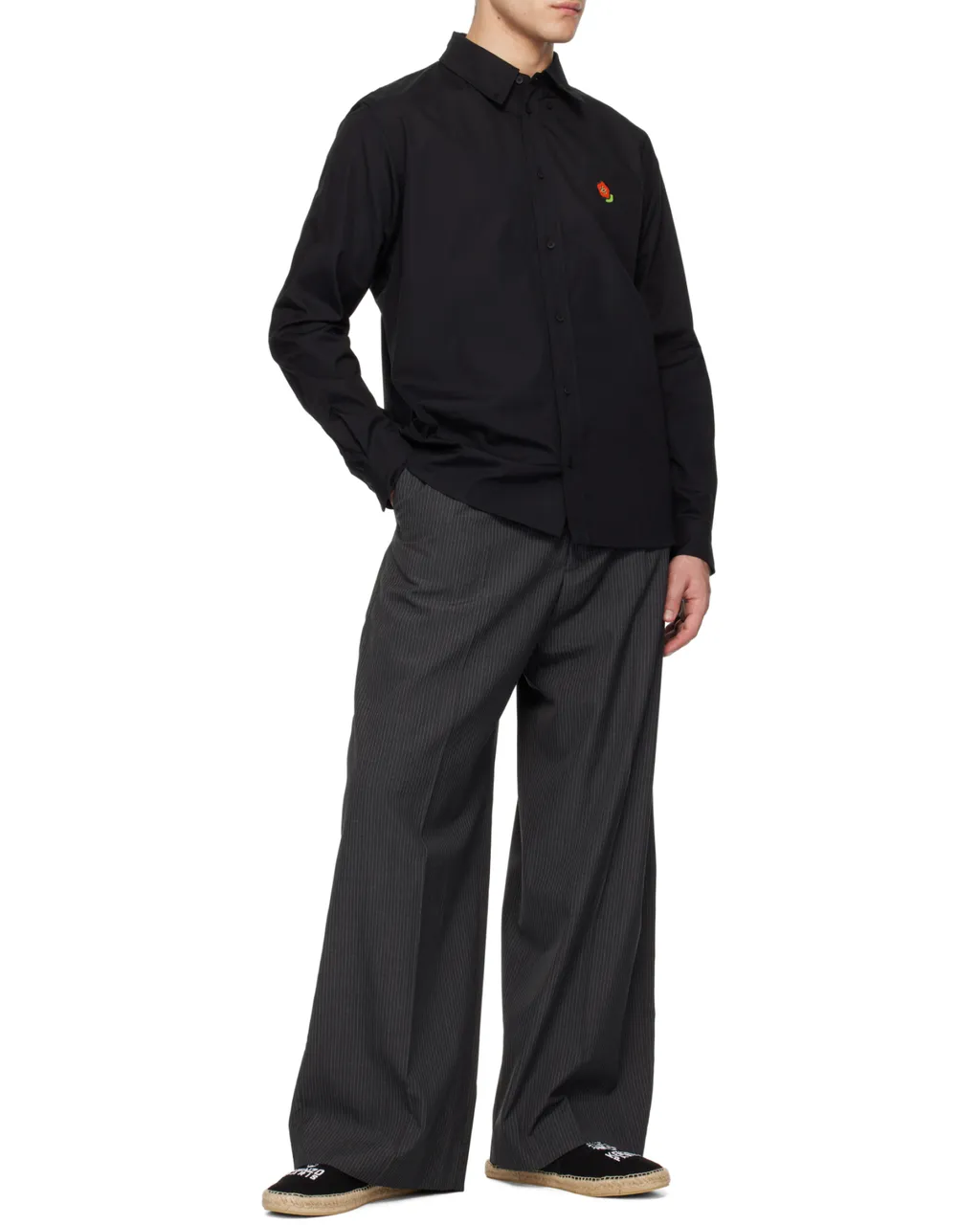Floral Embroidered Long-Sleeved Shirt