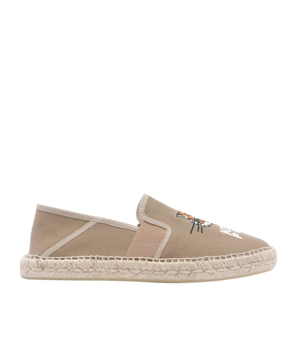 Tiger Head Embroidered Round Toe Espadrilles