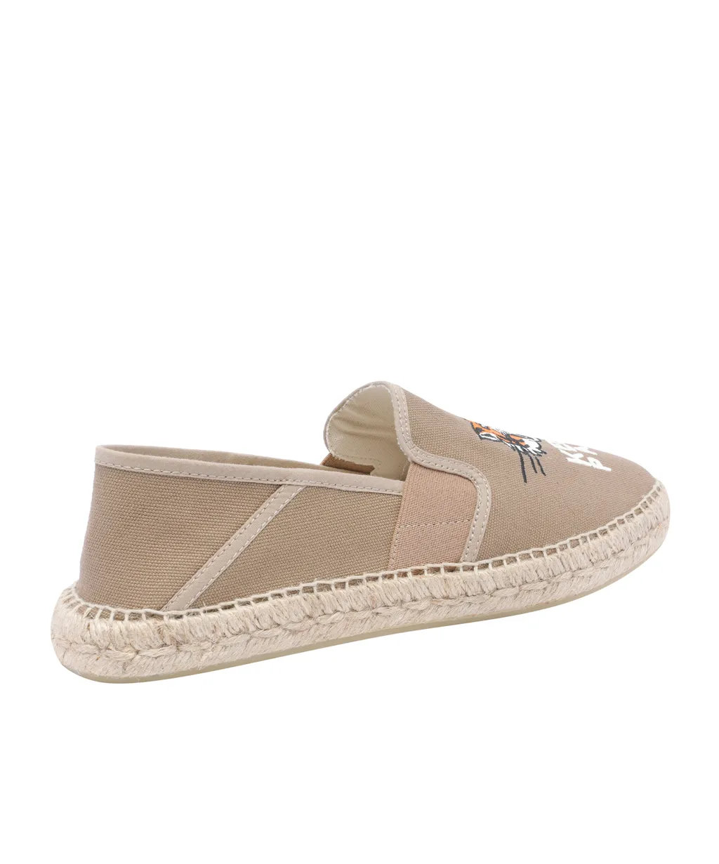 Tiger Head Embroidered Round Toe Espadrilles