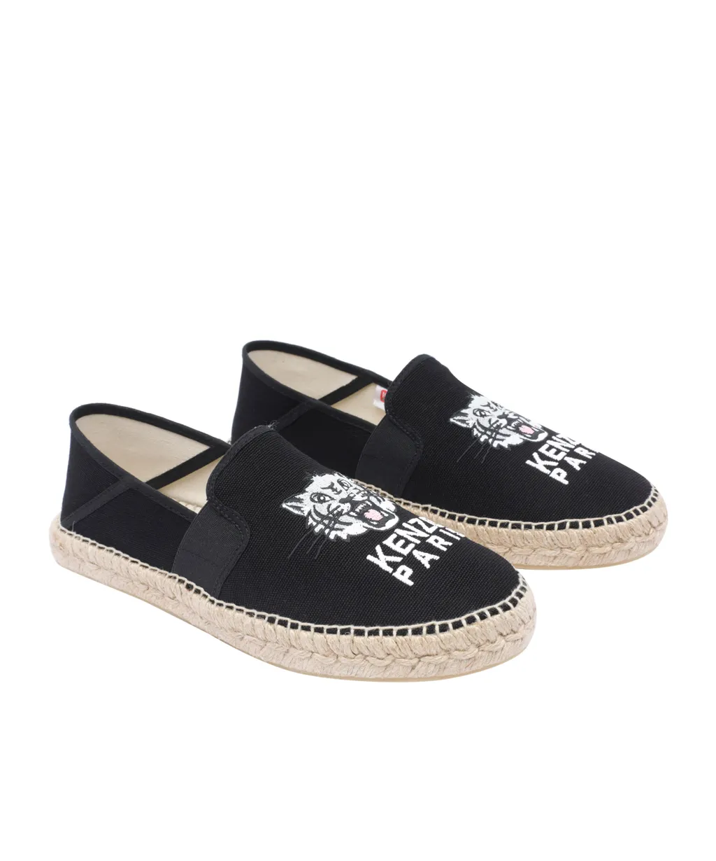 Tiger Head Embroidered Round Toe Espadrilles
