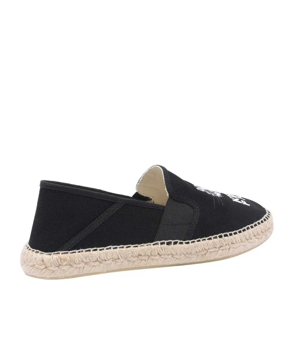 Tiger Head Embroidered Round Toe Espadrilles