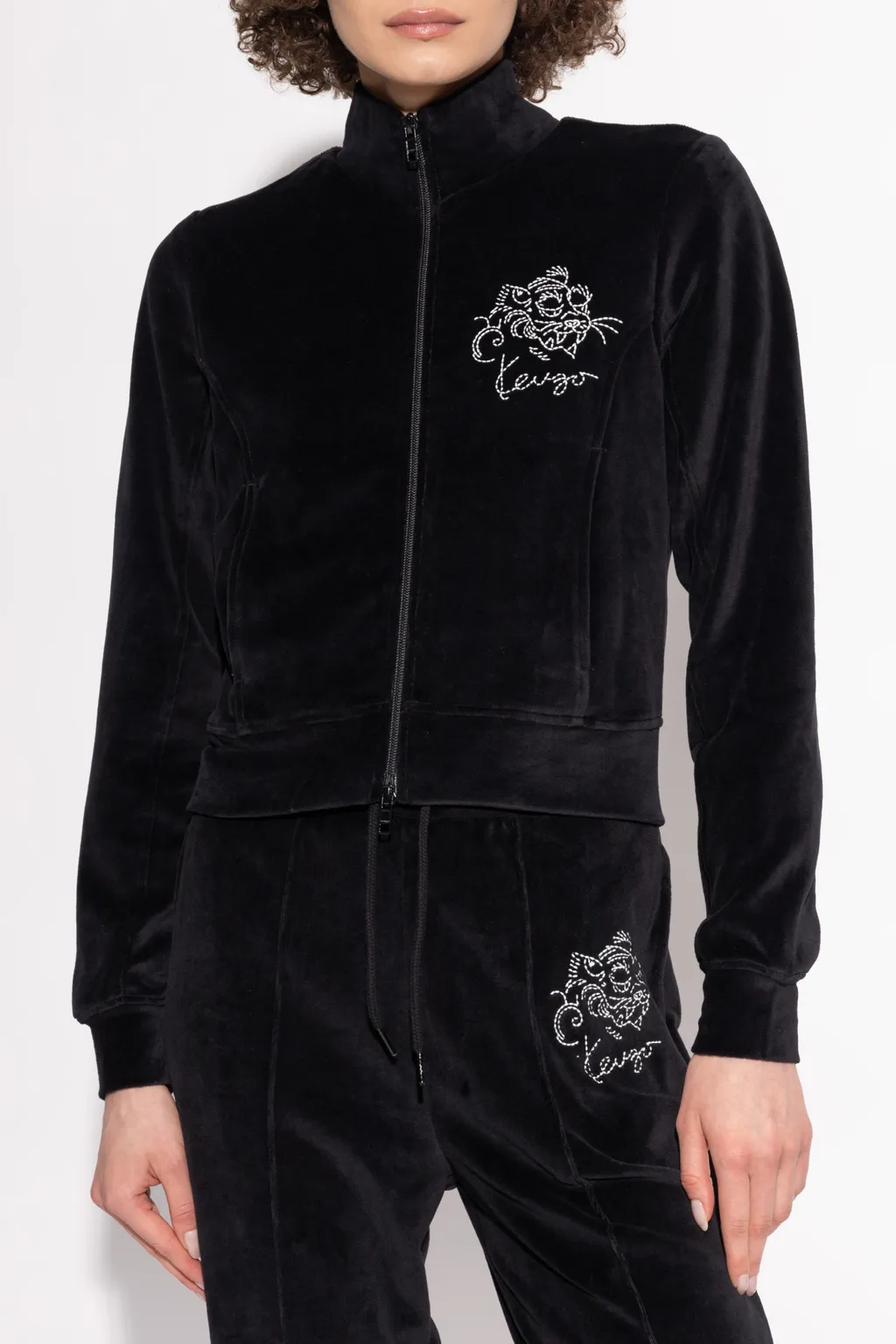 Tiger Motif Zip-Up Sweatshirt
