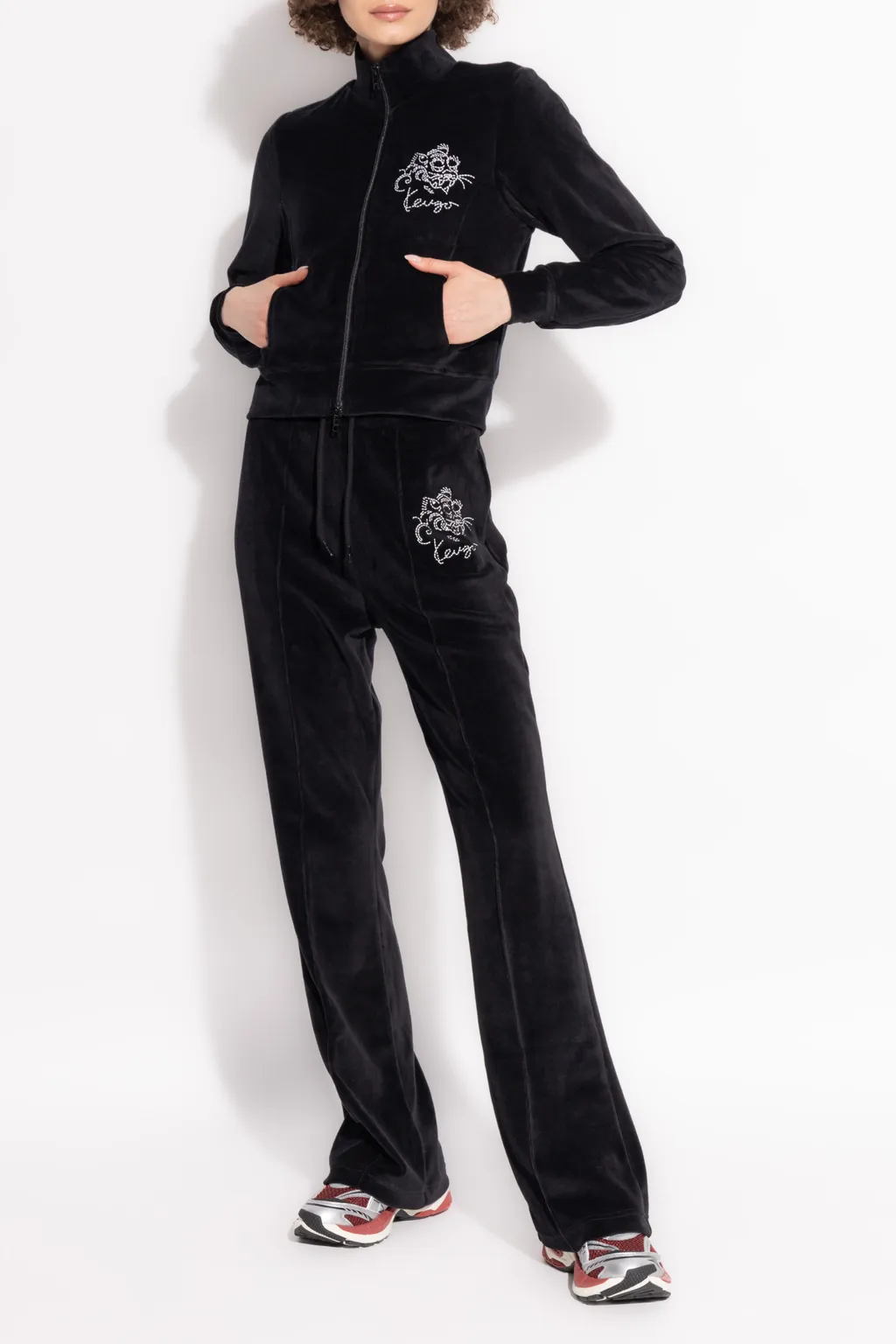 Tiger Motif Zip-Up Sweatshirt