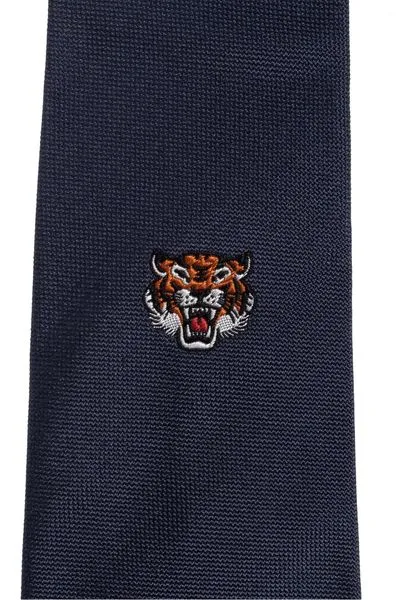 Tiger Embroidered Pointed-Tip Tie