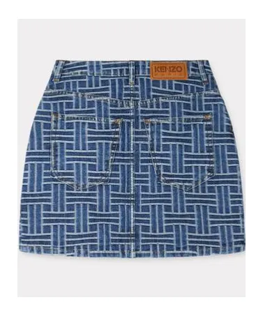 Weave Straight Hem Denim Skirt