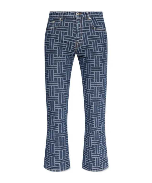 Pattern Jacquard Flared Jeans