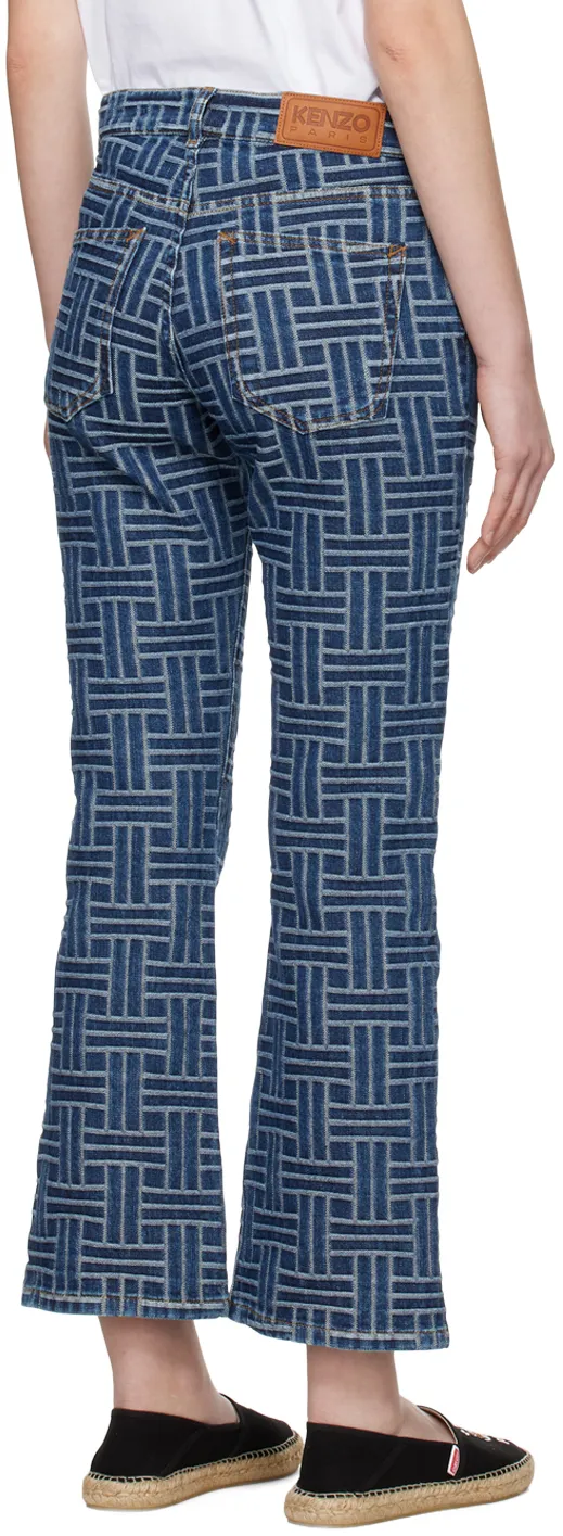 Pattern Jacquard Flared Jeans