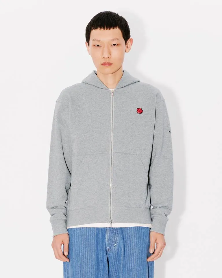 Boke Flower Embroidered Zipped Hoodie