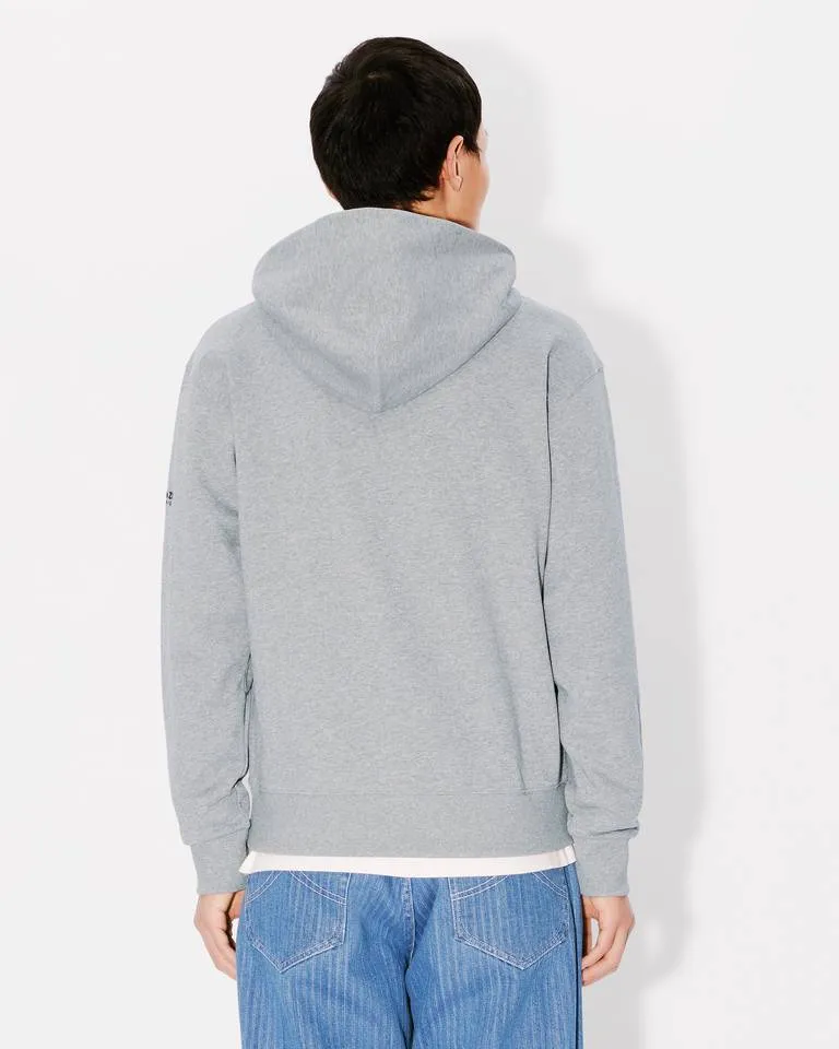 Boke Flower Embroidered Zipped Hoodie