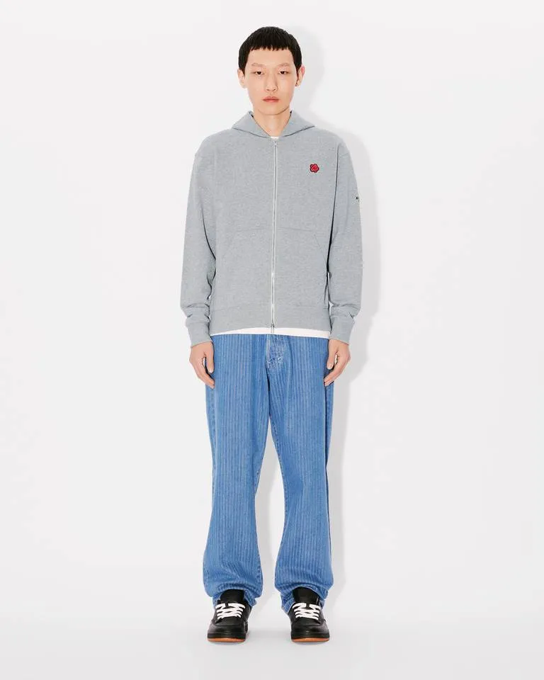 Boke Flower Embroidered Zipped Hoodie