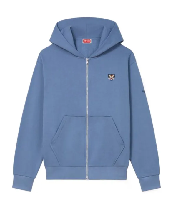 Lucky Tiger Embroidered Zip-Up Hoodie