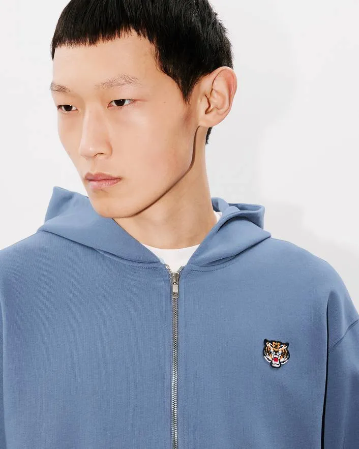 Lucky Tiger Embroidered Zip-Up Hoodie