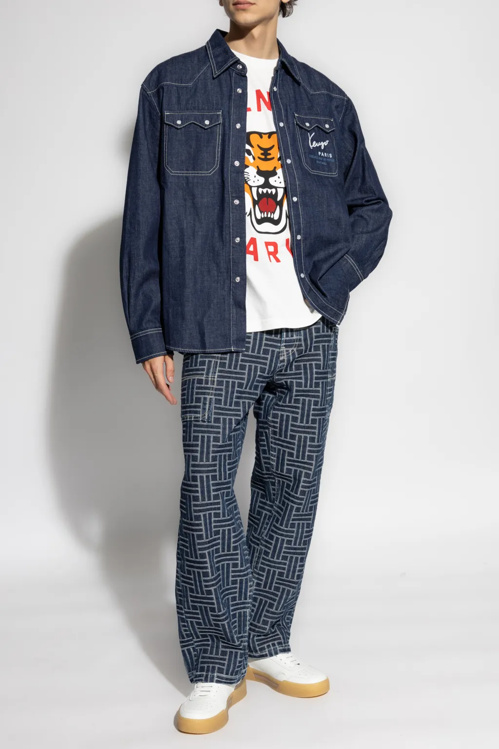Logo Embroidered Buttoned Denim Shirt