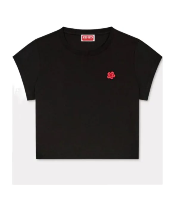 Boke Flower Embroidered Cropped T-Shirt