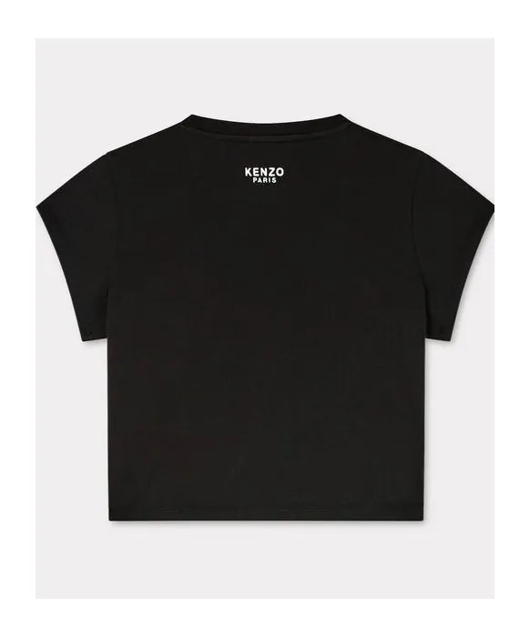 Boke Flower Embroidered Cropped T-Shirt