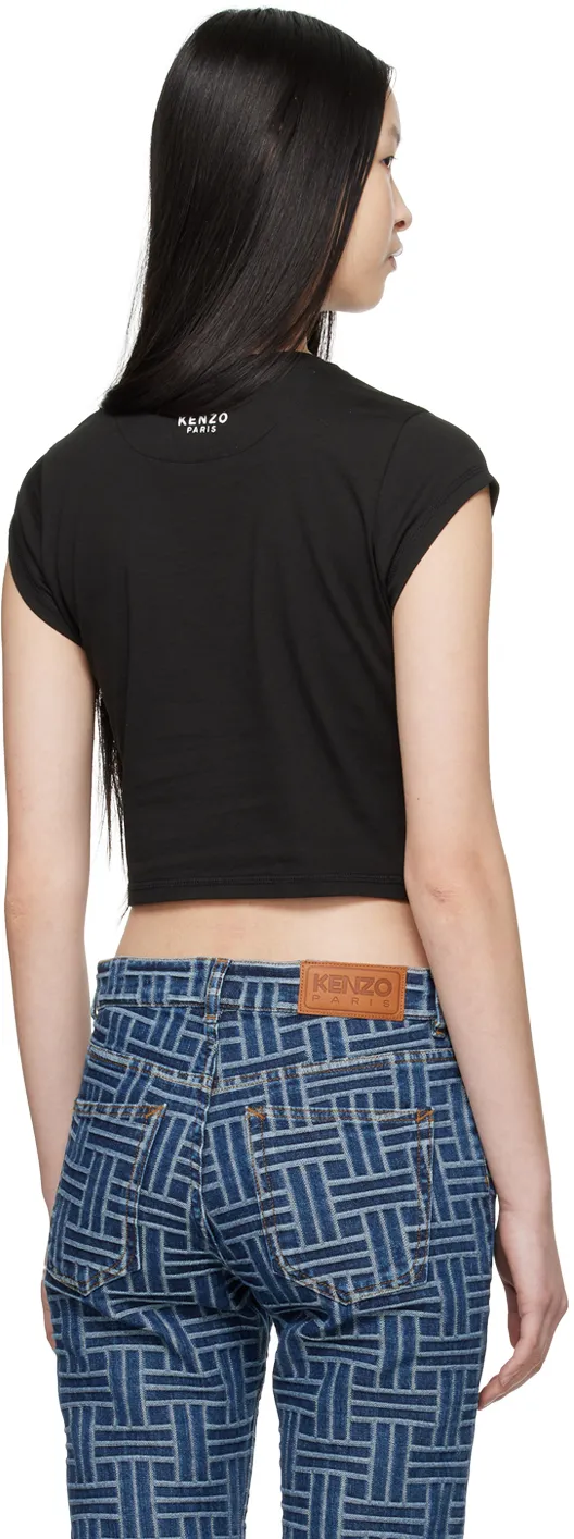 Boke Flower Embroidered Cropped T-Shirt