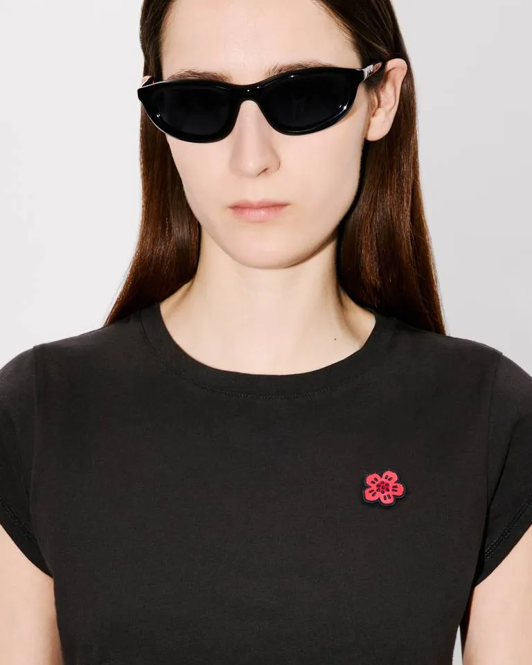 Boke Flower Embroidered Cropped T-Shirt