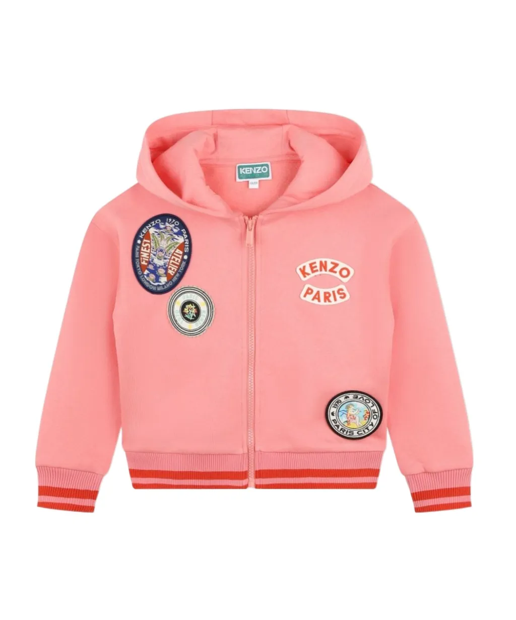 Logo Patches Zipped Hoodie