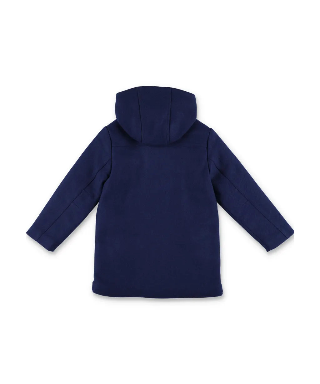 Logo-AppliquÉD Straight Hem Hooded Coat