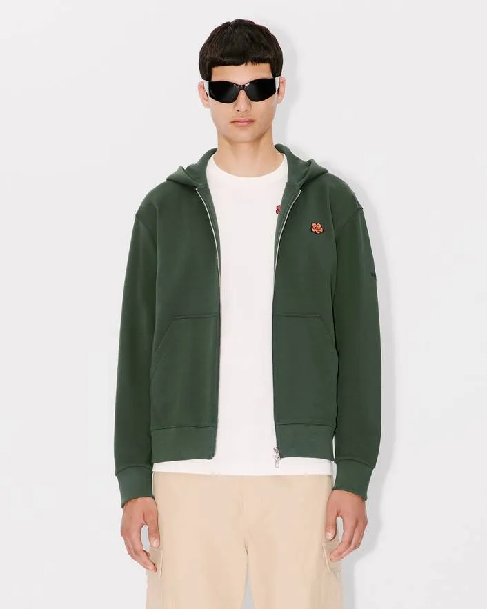 Boke Flower Embroidered Zipped Hoodie