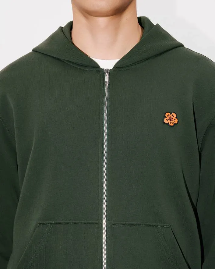 Boke Flower Embroidered Zipped Hoodie