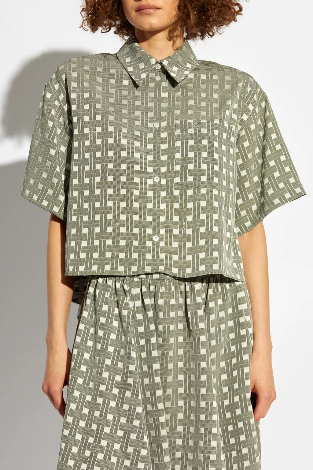 Checkered Pattern Cropped Shirt