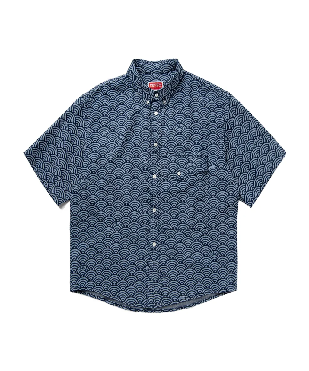 Seigaiha Short Sleeved Denim Shirt