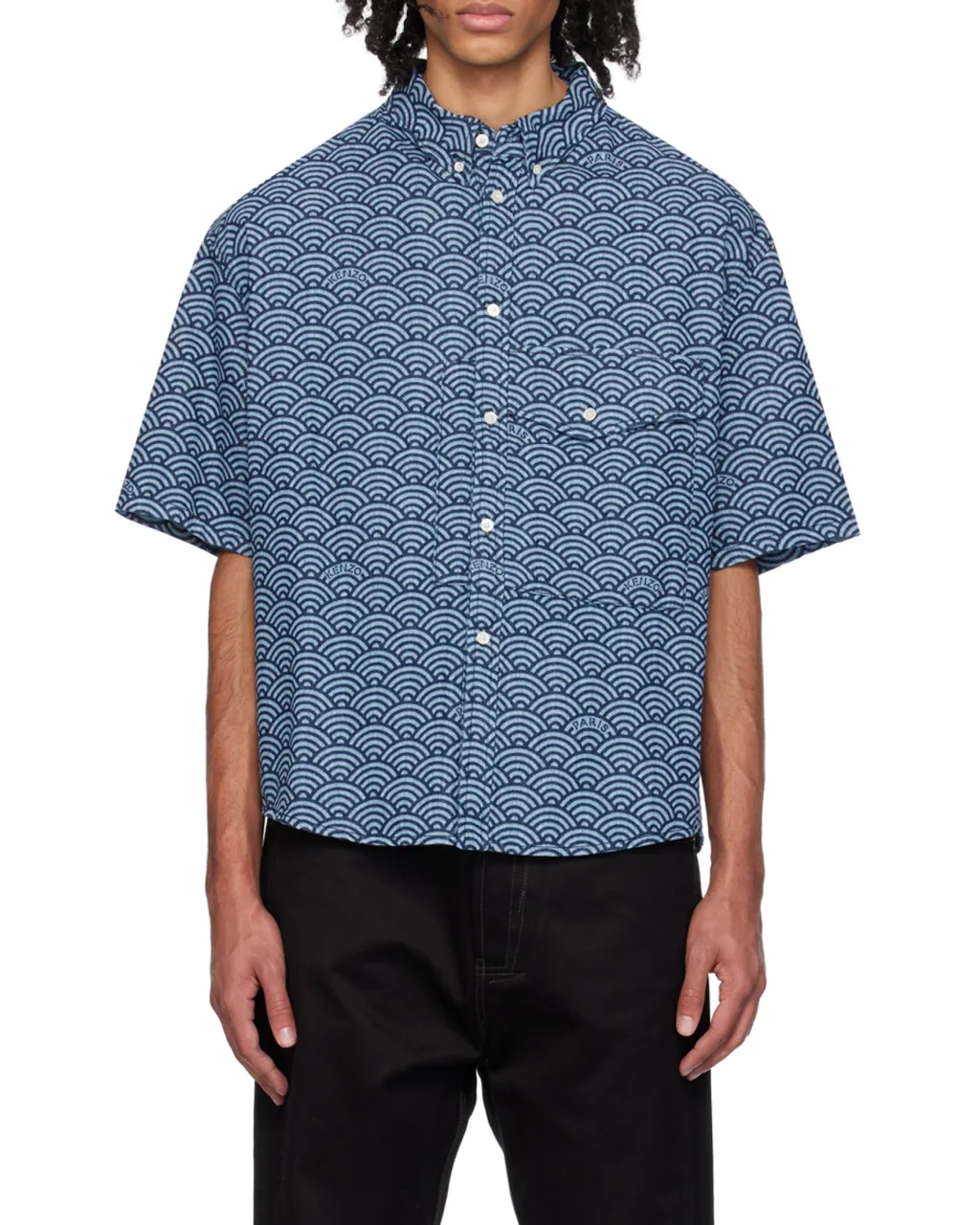 Seigaiha Short Sleeved Denim Shirt