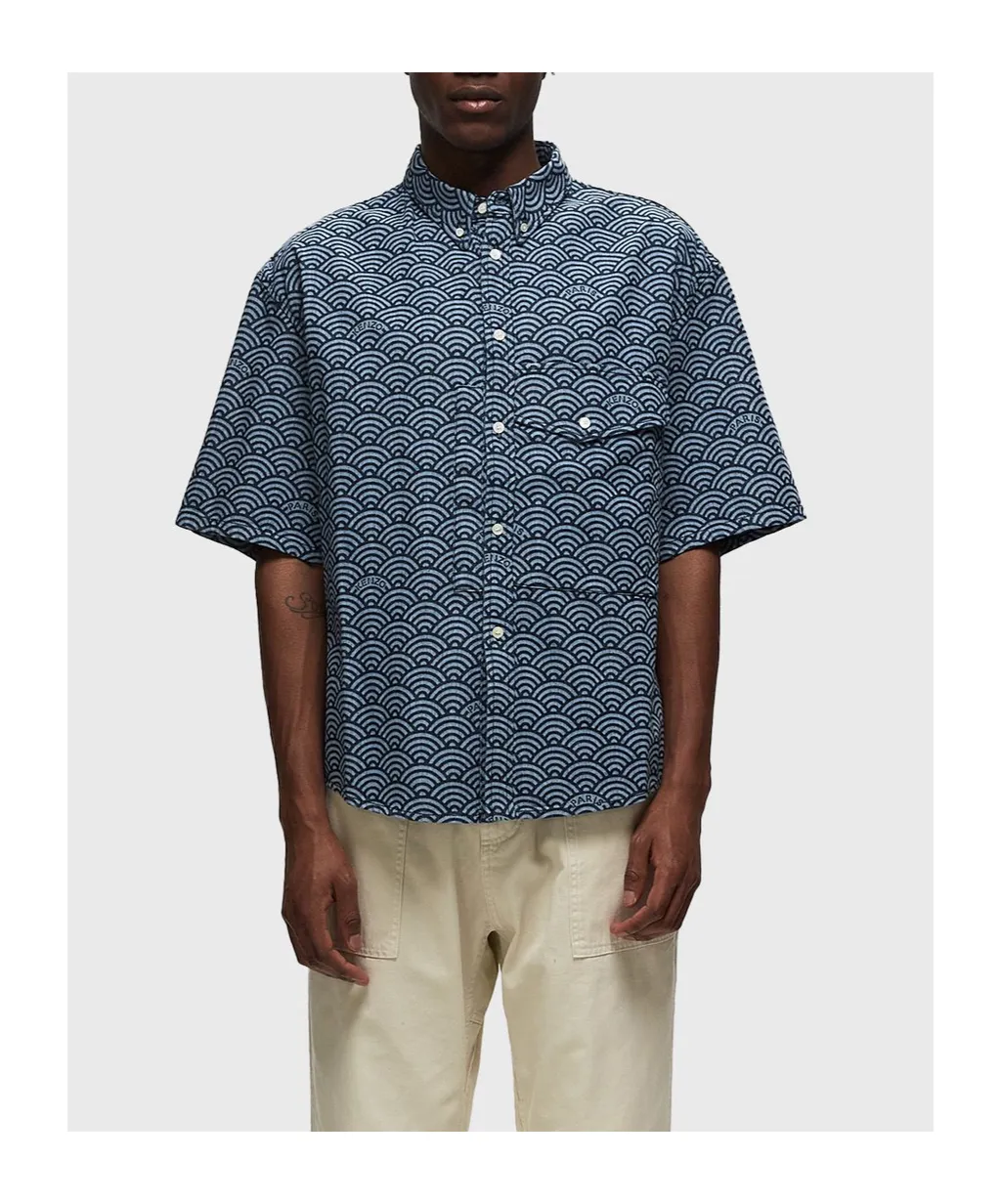 Seigaiha Short Sleeved Denim Shirt