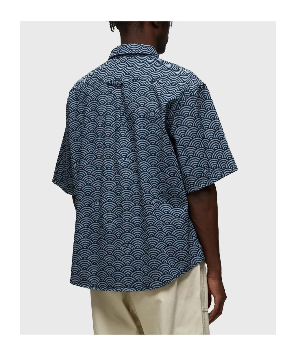 Seigaiha Short Sleeved Denim Shirt