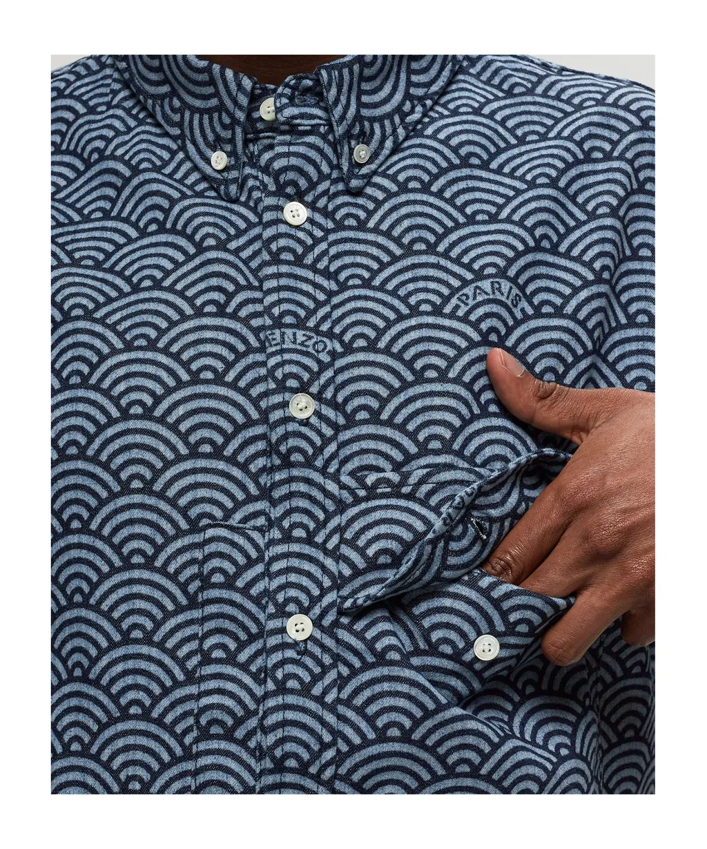 Seigaiha Short Sleeved Denim Shirt