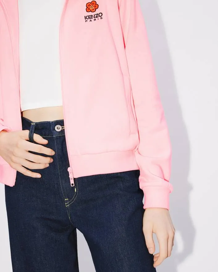 Boke Flower Crest Hooded Embroidered Zip-Up Cardigan