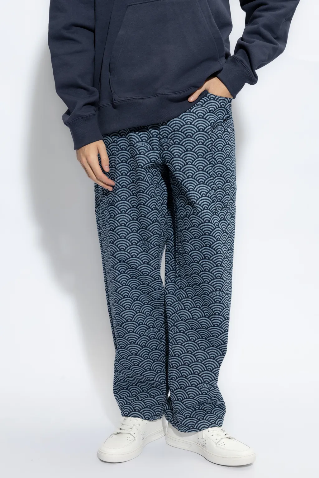 All-Over Patterned Wide-Leg Jeans
