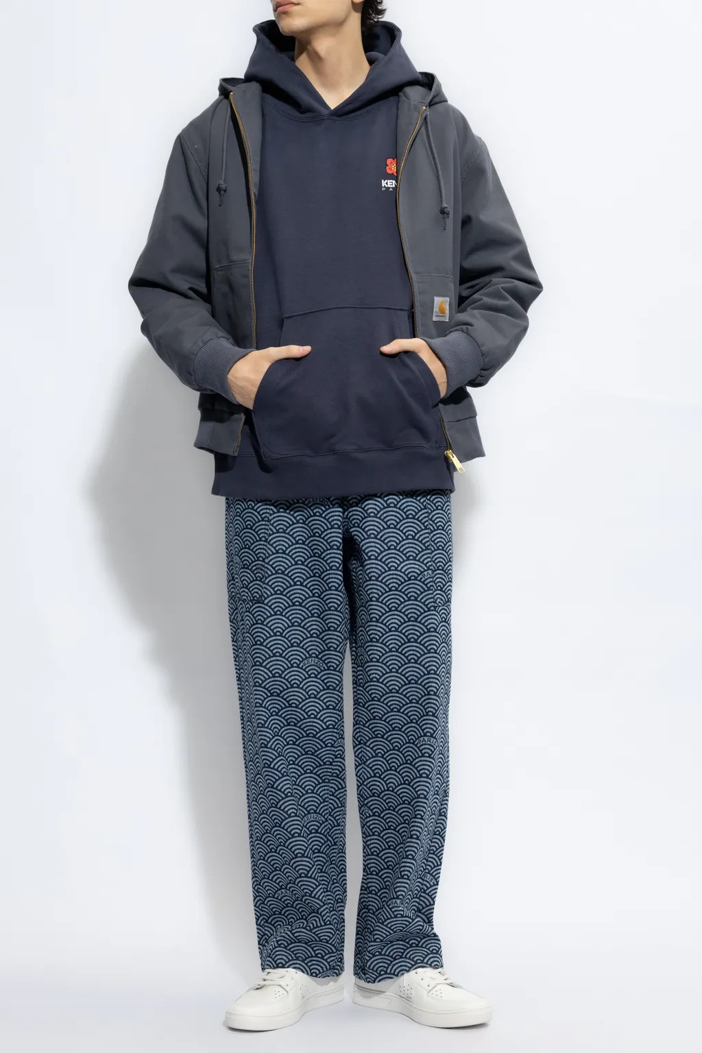 All-Over Patterned Wide-Leg Jeans