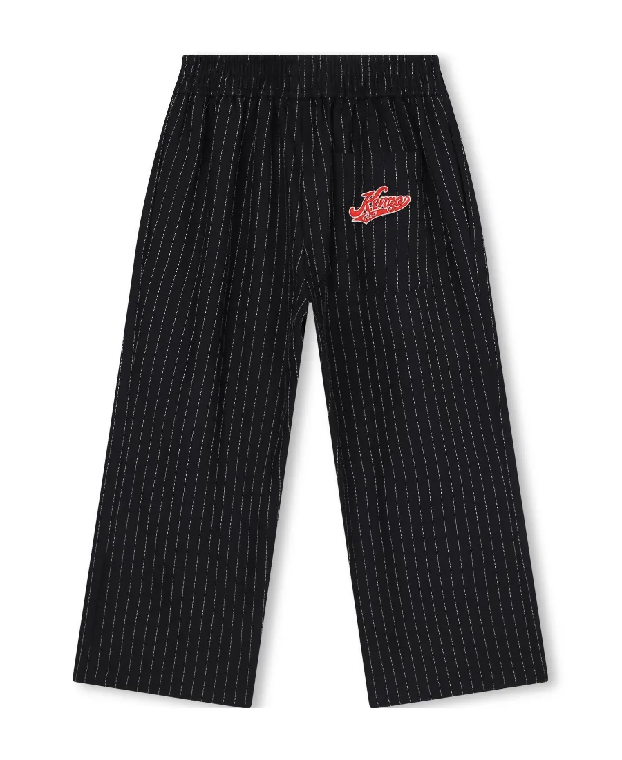 Logo Patch Pinstriped Trousers