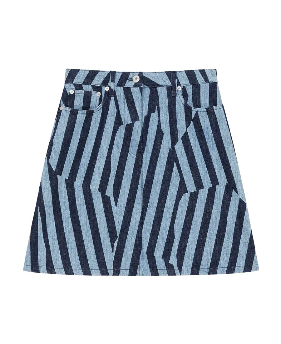 Striped Denim Mini Skirt