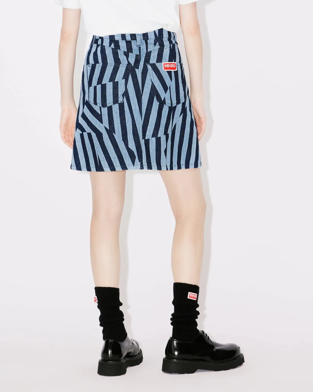 Striped Denim Mini Skirt
