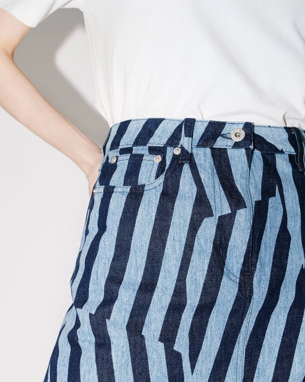 Striped Denim Mini Skirt