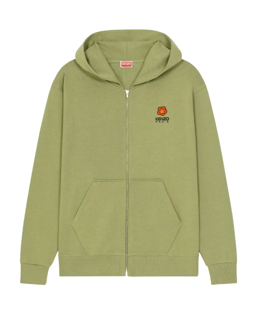 Hooded Zipped Boke Flower Crest Jumper